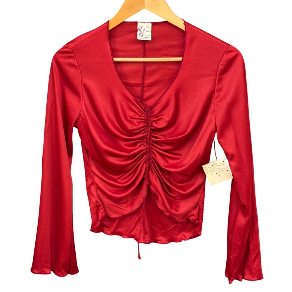 Vintage Y2K Miss Kalico Top Ruched Disco Glam Retro Disco Retro Shiny Indie